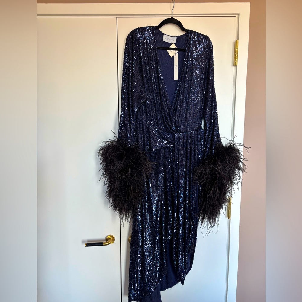 NWT Nervi Milano Donna Dress in Navy and Black, Size Italian 42